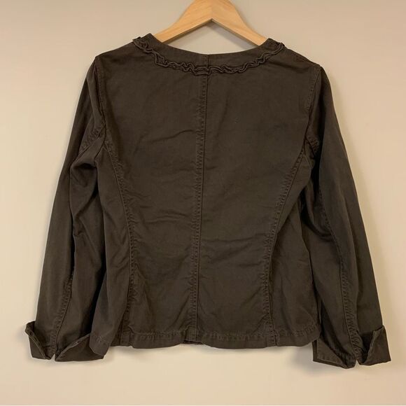 🆕 J CREW Blazer Jacket Women's 10 Brown Ruffles Classic Twill Chino Fall Preppy - Picture 5 of 8